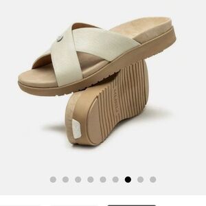 NWT Kuru Breeze Women's Cream Slide Sandals, size 12
